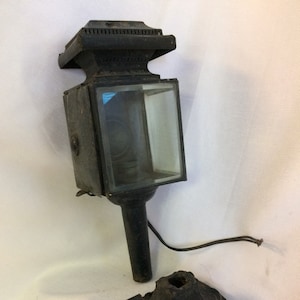 Vintage Carriage Lamp, Carriage Lantern, Converted Lantern, Bevel Glass Lantern, Antique Lighting, Post Lantern,  Antique Porch Decor