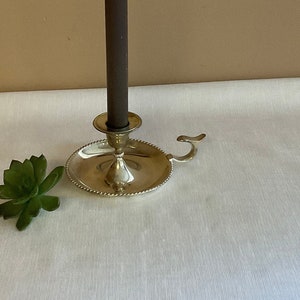 Vintage Silver Taper Candleholder, Classic Chamberstick Candlestick, Colonial Decor