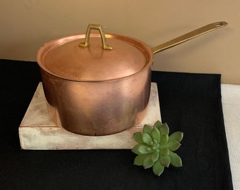 Revere Copper Saucepan, Vintage Revere Signature Pot, Cooks 2 Qt Copper Cookware, 1801 Paul Revere Specialty Decor