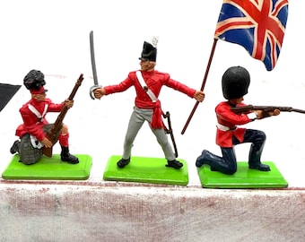 3 Vintage Toy British Deetail Figures, British Guard,  Scot Highland Infantry, Napoleonic Waterloo Figure
