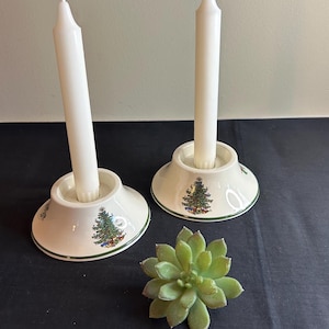 Weihnachtskerzenhalter, Vintage Cuthbertson Original Weihnachtsbaum Porzellan, Kerzenhalter mit niedriger Verjüngung, hergestellt in England, Geschenk für Mutter