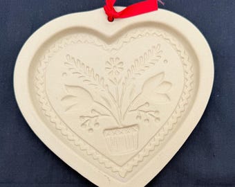 Molde para galletas con forma de corazón, de cerámica, estilo folclórico suizo, para decoración de pared, 15 cm (6 pulgadas)