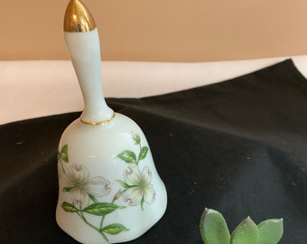 Collectible Dinner Bell, Vintage Floral Dogwood Bell, Lefton Porcelain Bell, Decorative Bell, Garden Theme, Collectible Ceramic Bell 07816
