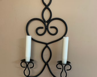Wrought Iron Wall Sconce, Vintage Double Candle Holder, Country Wall Decor, Traditional Wall Decor, Modern Farmhouse Decor
