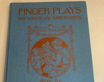 Finger Plays Book, Vintage  Children’s Rhymes, Paper Ephemera, Edwardian Graphics, Collage Supply, Framable Nursery Wall Decor