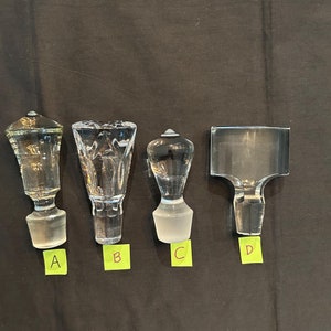 Figural Glass Stopper for Decanter. Vintage Clear Replacement Stopper, Large Tall or Mushroom or Square Bottle Topper, Perfume or Cruet Plug