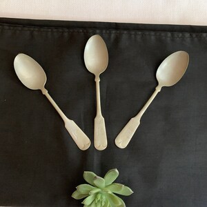 Vintage Rustic Spoons, Long Handle Brazil Silver Flatware Set, 3 Dull Gray Tablescape Props, DIY or Upcycle Supply, Photography Props
