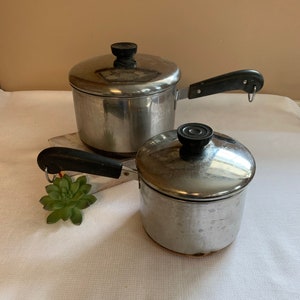 Revere Ware Saucepan, Choice of Vintage Copper Bottom Patent Process Pot, Stainless Steel 1801, Copper Clad, Revere Signature Clinton ILL
