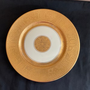 Vintage 24K Gold Hand Decorated Plate, Bohemia Made in Czechoslovakia, Brilliant Gold China Dessert Plate, Wedding Supply