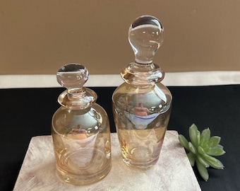 Frascos de perfume de cristal grabado vintage, decoración de tocador (juego de 2)