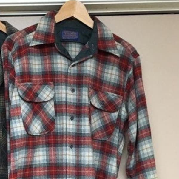 Vintage Pendleton Wool Shirt, Patched Red Plaid Shirt, Grunge Lumberjack Long Sleeved Shirt, Warm Clothing