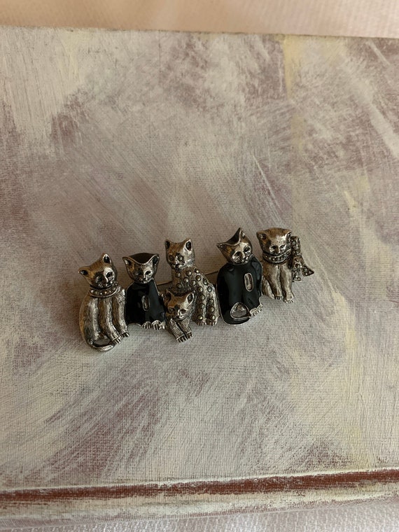 Vintage Silver Cat Pin, Kitty Cat Jewelry, Vintag… - image 2