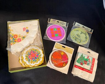 Vintage Paper Coaster Bundle, Doilies for Junk Journals or Glassware, Upcycle Ephemera Supply,  Retro Hostess Gift