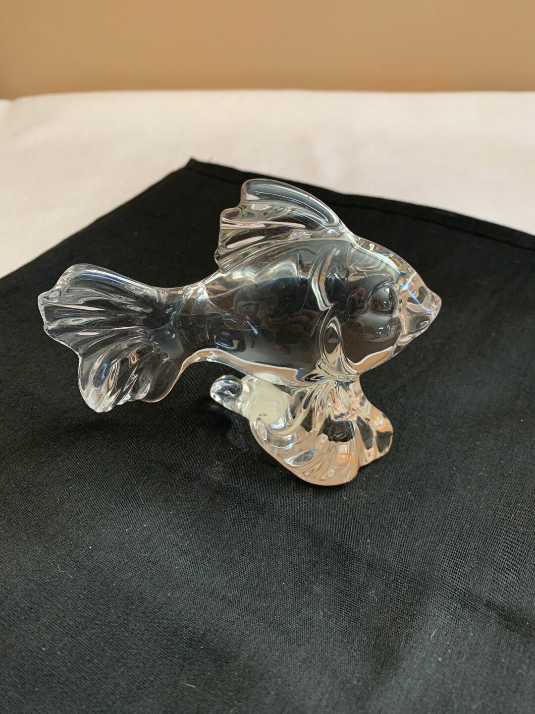 Crystal Fish Figurine, Vintage Clear Glass Anglers Figurine, Princess ...