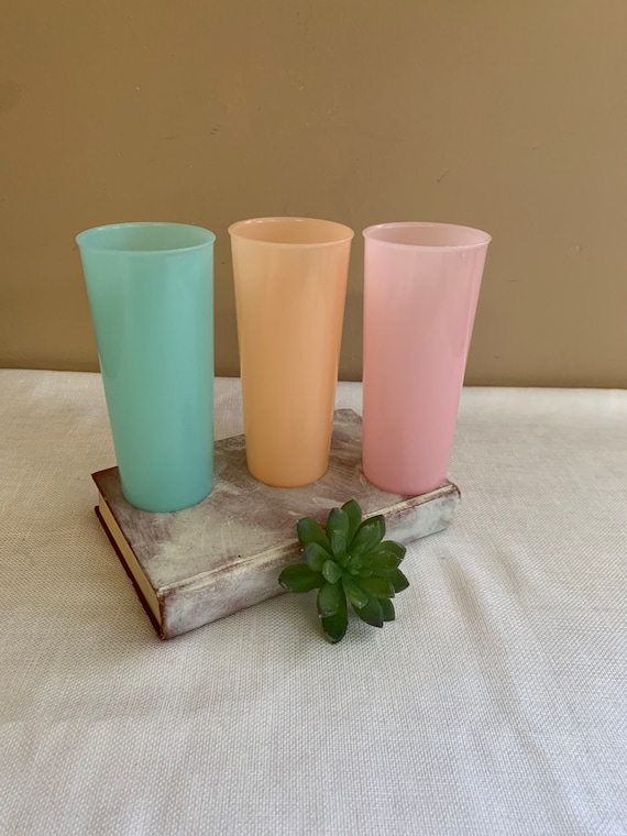 Vintage Tupperware Tumblers, Patio Drink Cups, Pastel Drinkware