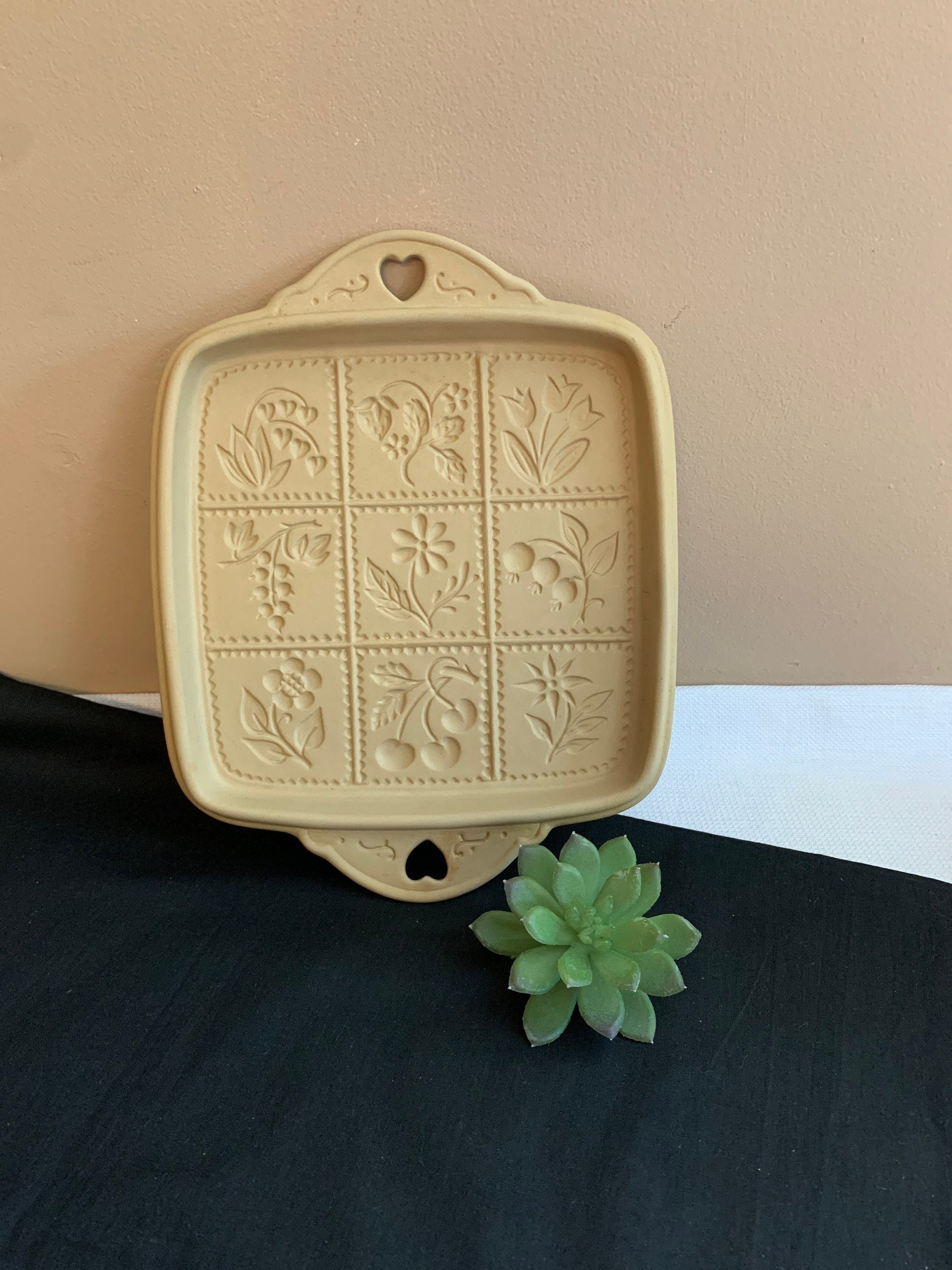 Vintage Cookie Mold Ceramic Brown Bag Cookie Art Square Etsy