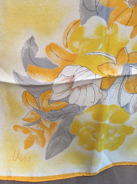 Yellow Vera Scarf, Vintage 1970s  Silk Scarf, 26 … - image 1