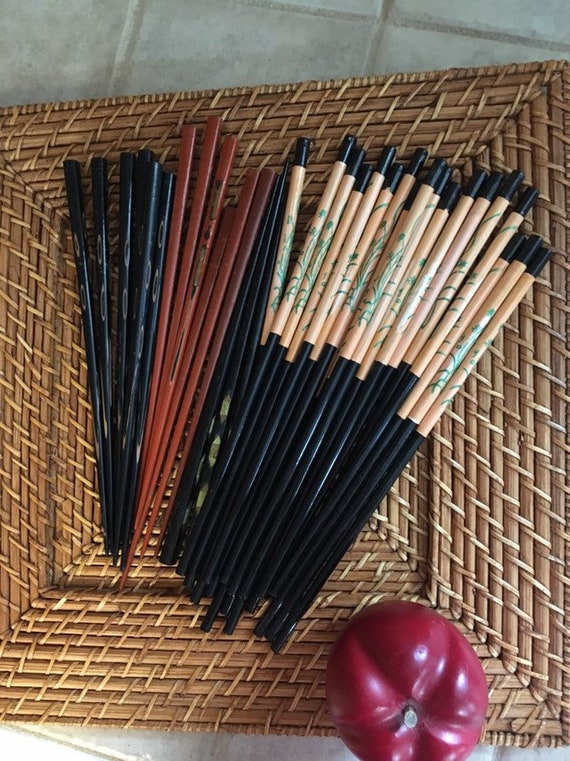Acheter Baguettes japonaises chinoises noires, 5 paires, bâtonnets