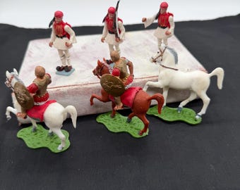 Vintage Toy Greek Soldiers, AOHNA Historical Souvenir,  Army Figures
