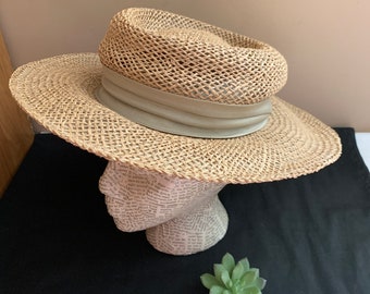 Dorfman Pacific Hat, Vintage Tropical Summer  Hat, Summer Wide Brim Hat, Panama Hat for Golf