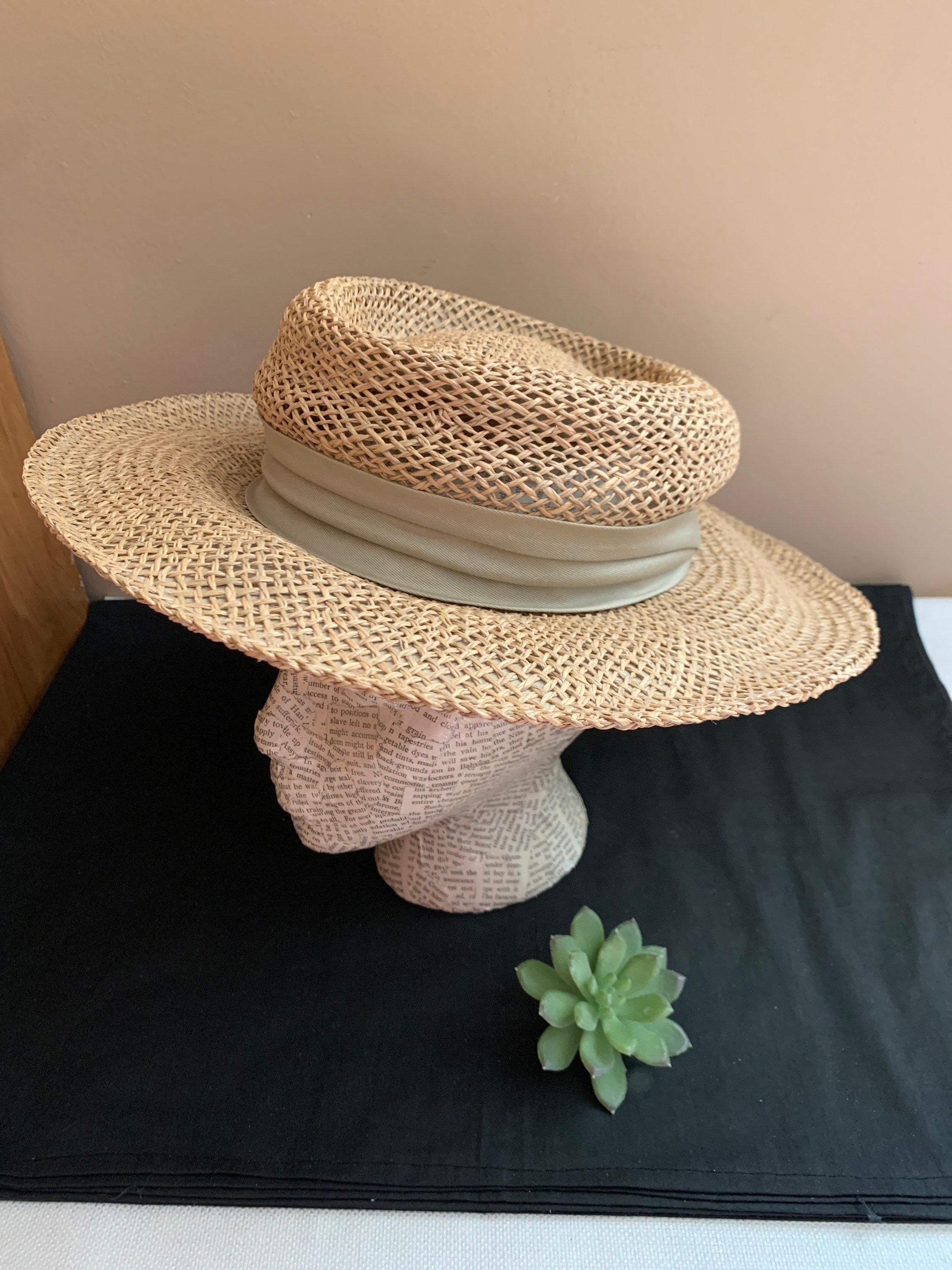 Dorfman Pacific Hat, Vintage Tropical Summer Hat, Summer Wide Brim Hat,  Panama Hat for Golf 