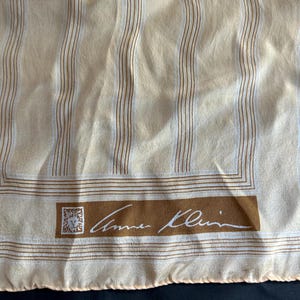 Long Anne Klein Scarf made for Robinson & Golluber, Vintage Silk Scarf, Yellow with Geometric Lines, Gift for Mother,