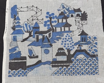 Hong Kong Picture Painted Needlepoint Canvas, Chinese Icons, Craft Supply for DIY Gift