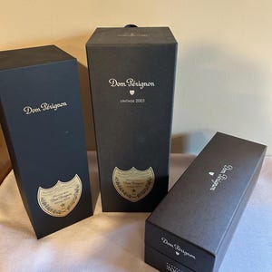 Leere Champagner-Box oder Flasche zur Wiederverwendung oder Upcycle, 2002, 2003 oder 2015 Dom Perignon Box, Luxus Weinbox, Einzelflaschen-Aufbewahrung oder Gag-Geschenk