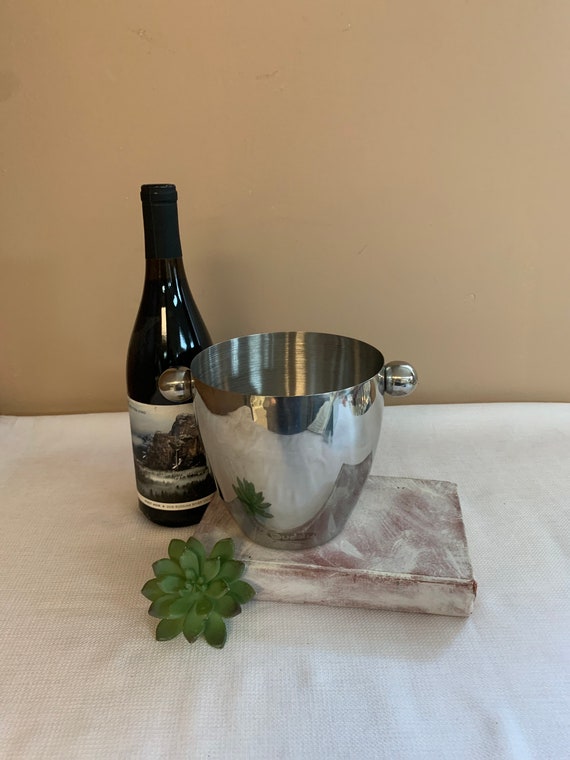 Tree Leaf Handle Silver Metal Kitchen Dinner Party Ice Bucket Drink Wine Cooler