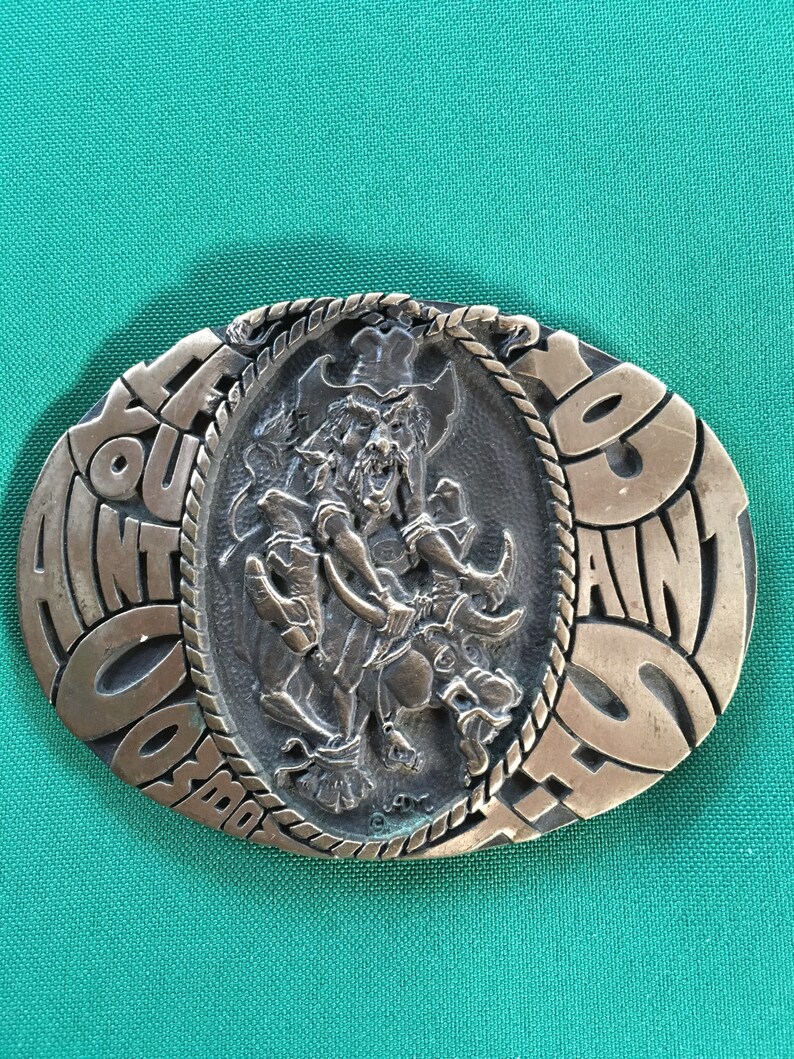 Cowboy Cartoon Belt Buckle Vintage Solid Brass Funny Rodeo - Etsy