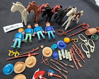 Vintage Playmobil Lot Choice, Western, Medieval, Pirate, Revolutionary Figures with Horses Bundle, Pretend Play Doll, Retro Toy, 1974