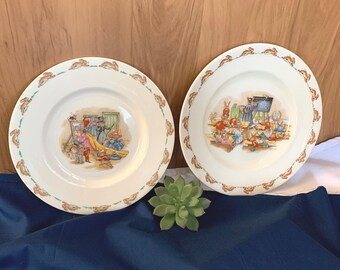 Vintage Child’s Plate, Vintage Royal Doulton Bunnykins China Plate, Child’s Bunny Plate, Collectible Rabbit Scene, Baby or Child’s Gift