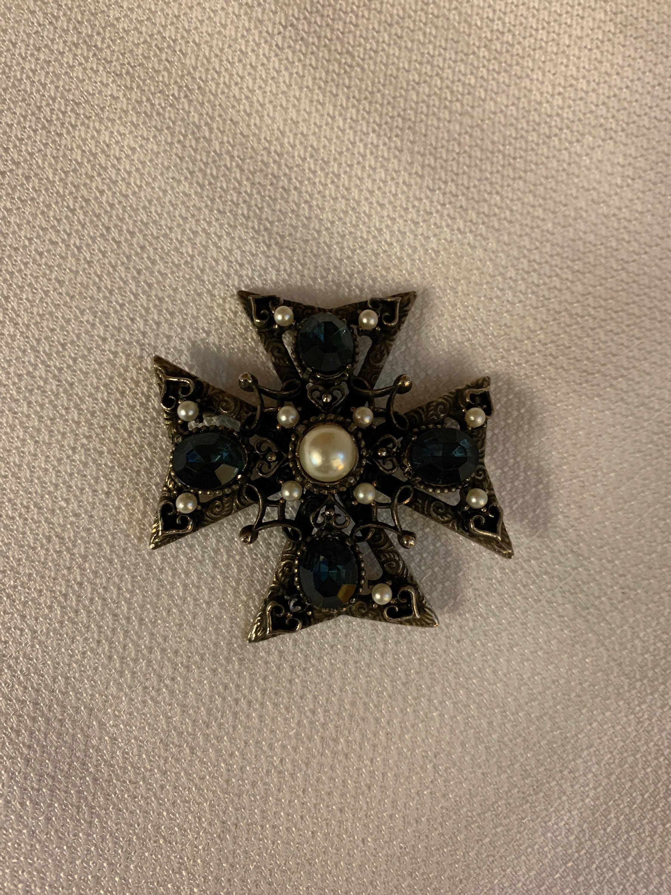 Vintage Maltese Cross Pin Intricate Knights of Malta Brooch - Etsy