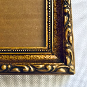 Gold Sculpted Picture Frame, Vintage Painted Wood, Regal Gold Florentine Wall Decor, 10 x12 Frame, 9 1/2 x7 1/2 Opening, Gallery Frame, Gift image 3