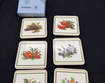 Cork Backed Fruit Coasters: Vintage Set of 6 Royal Table Coasters