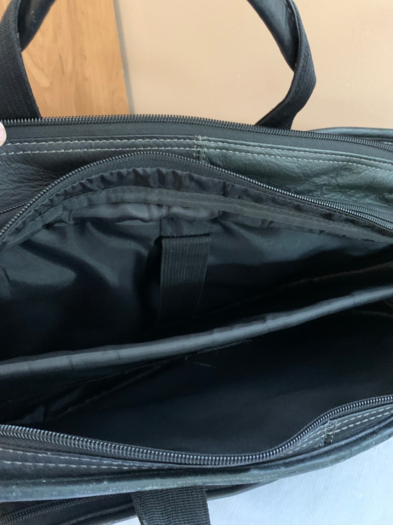 Black Leather Laptop Bag Vintage Brief Case Computer Bag | Etsy