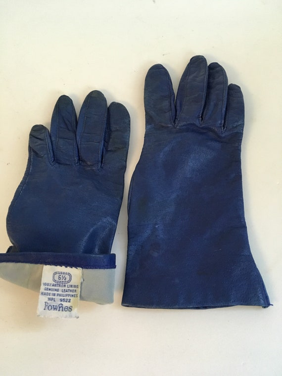 Vintage Short Colored Gloves, Fownes Cobalt Blue … - image 2