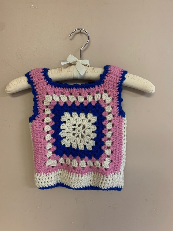 Crochet Childs Vest, Vintage Festival Clothes, Sof