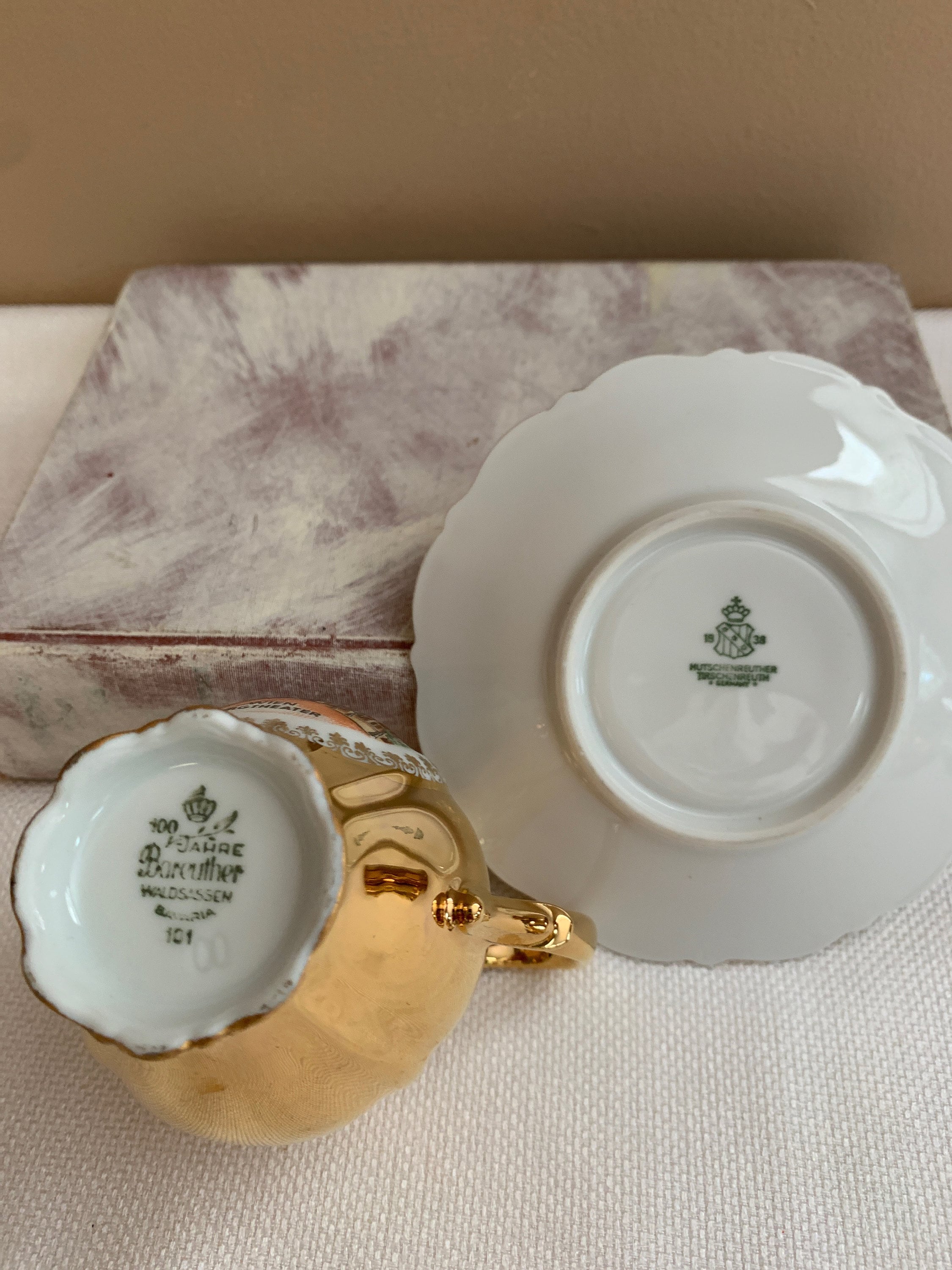 Set With Tea Pictures for and Vienna Vintage Porcelain Bavarian Demitasse Wien Saucers, With or Coffee Cups - Ceramic Etsy Six 6, Gold