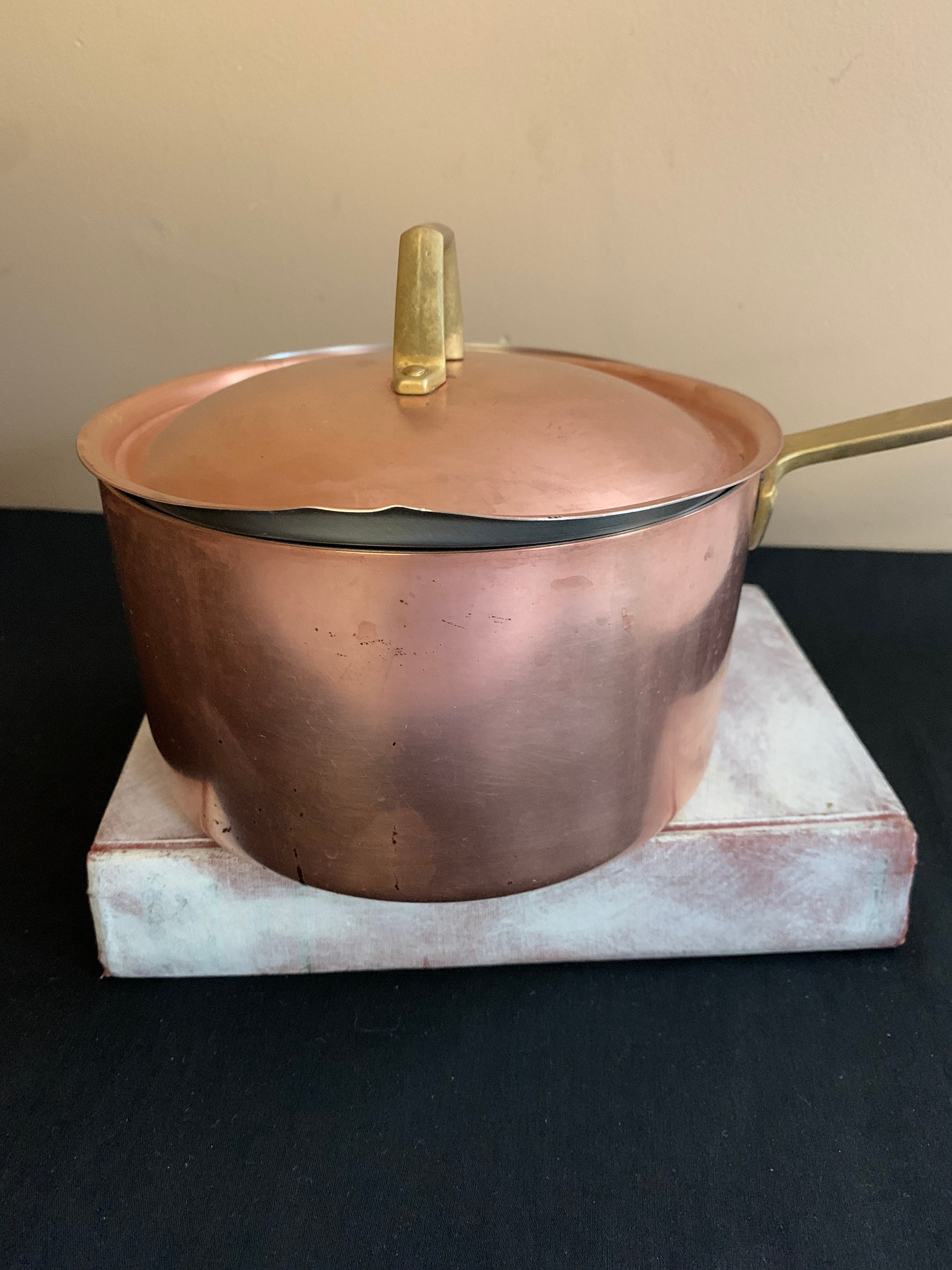 Revere Ware Pot Solid Copper Core Saucepan Brass Handle -  in 2023