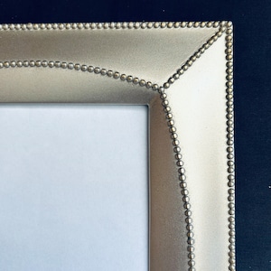 Vintage Silver Metallic Beaded Frame, Wide Modern Picture Frame, Table Gallery Decor, 7 x 9 Frame, Modern Decor, Gift for Friend, Dad or Mom