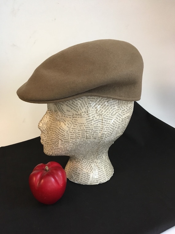Vintage Driving Cap, Brown Wool Felt Hat, Dorfman… - image 1