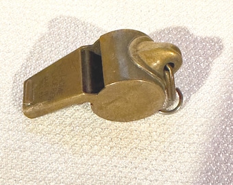Small Acme Thunderer Whistle, Vintage Brass Made in England