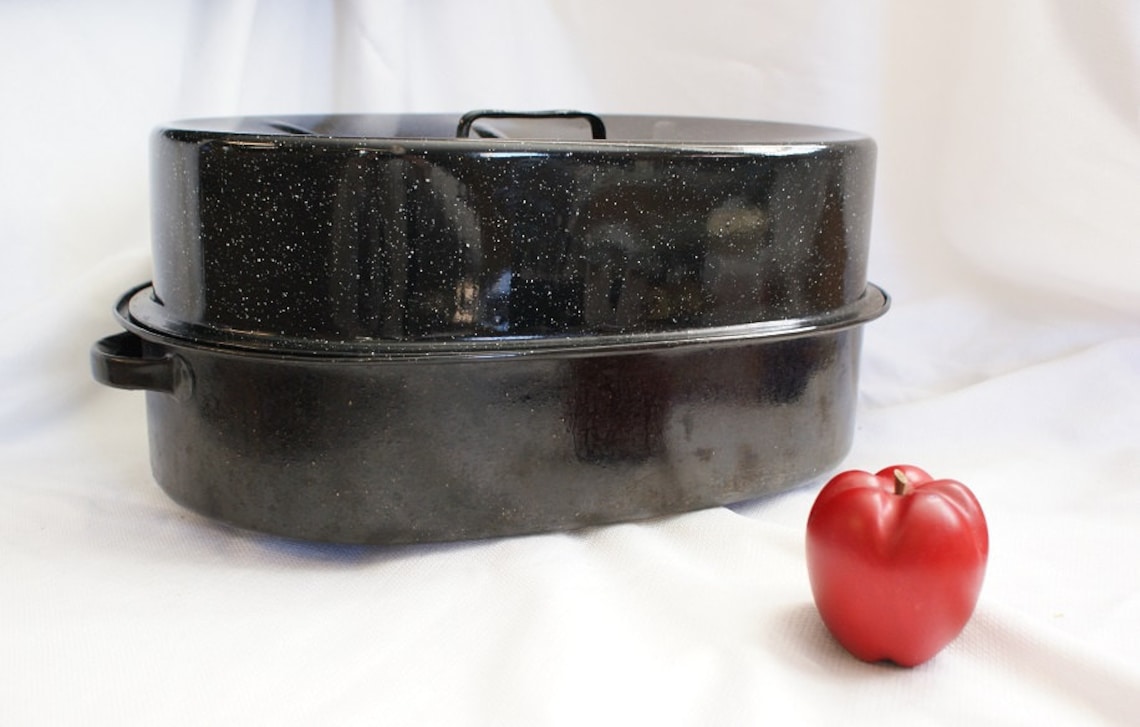 Large Graniteware Roaster Vintage Turkey Roaster Covered Etsy