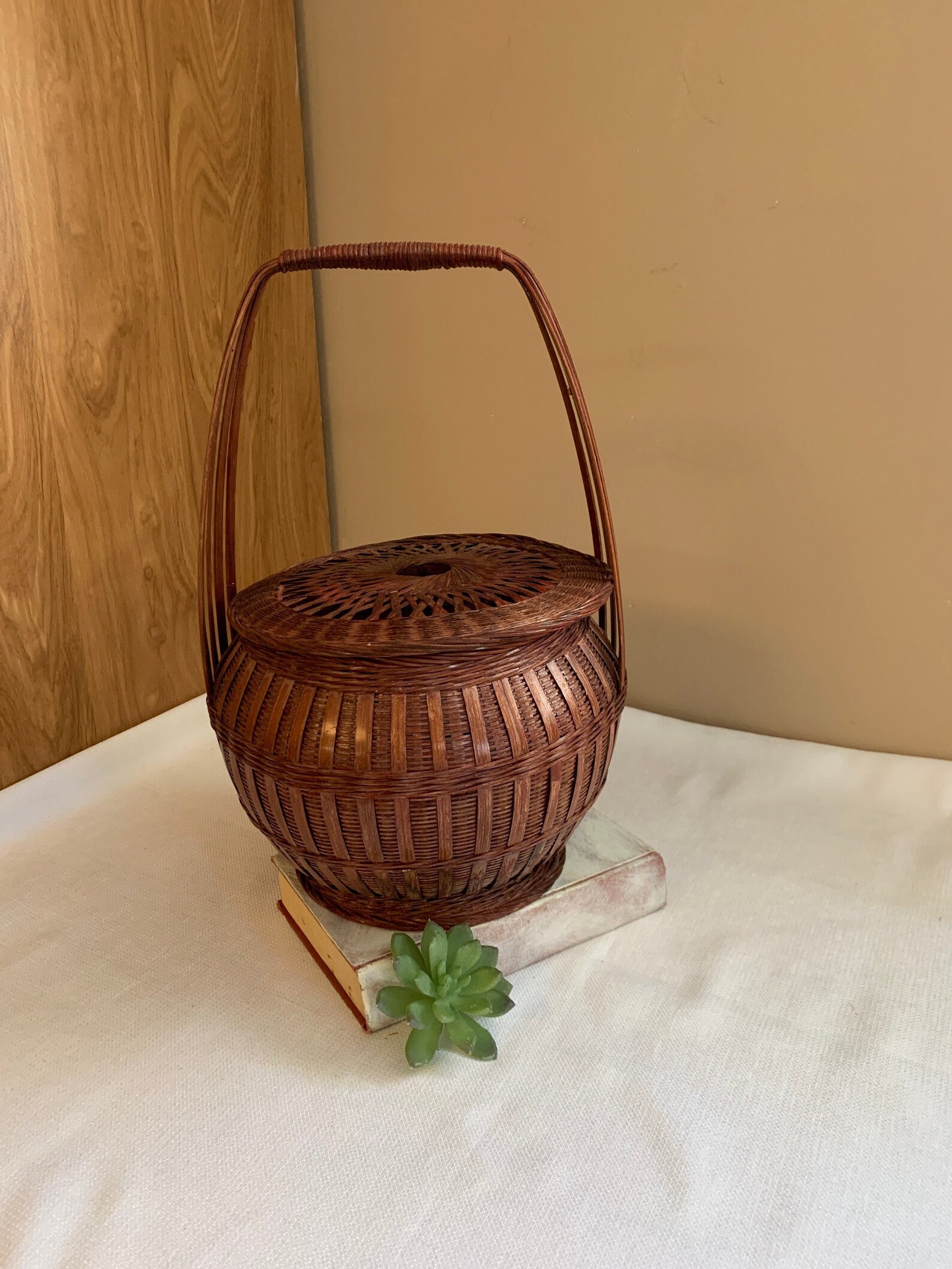 Vintage Chinese Basket Asian Lunch Basket Boho Natural Etsy