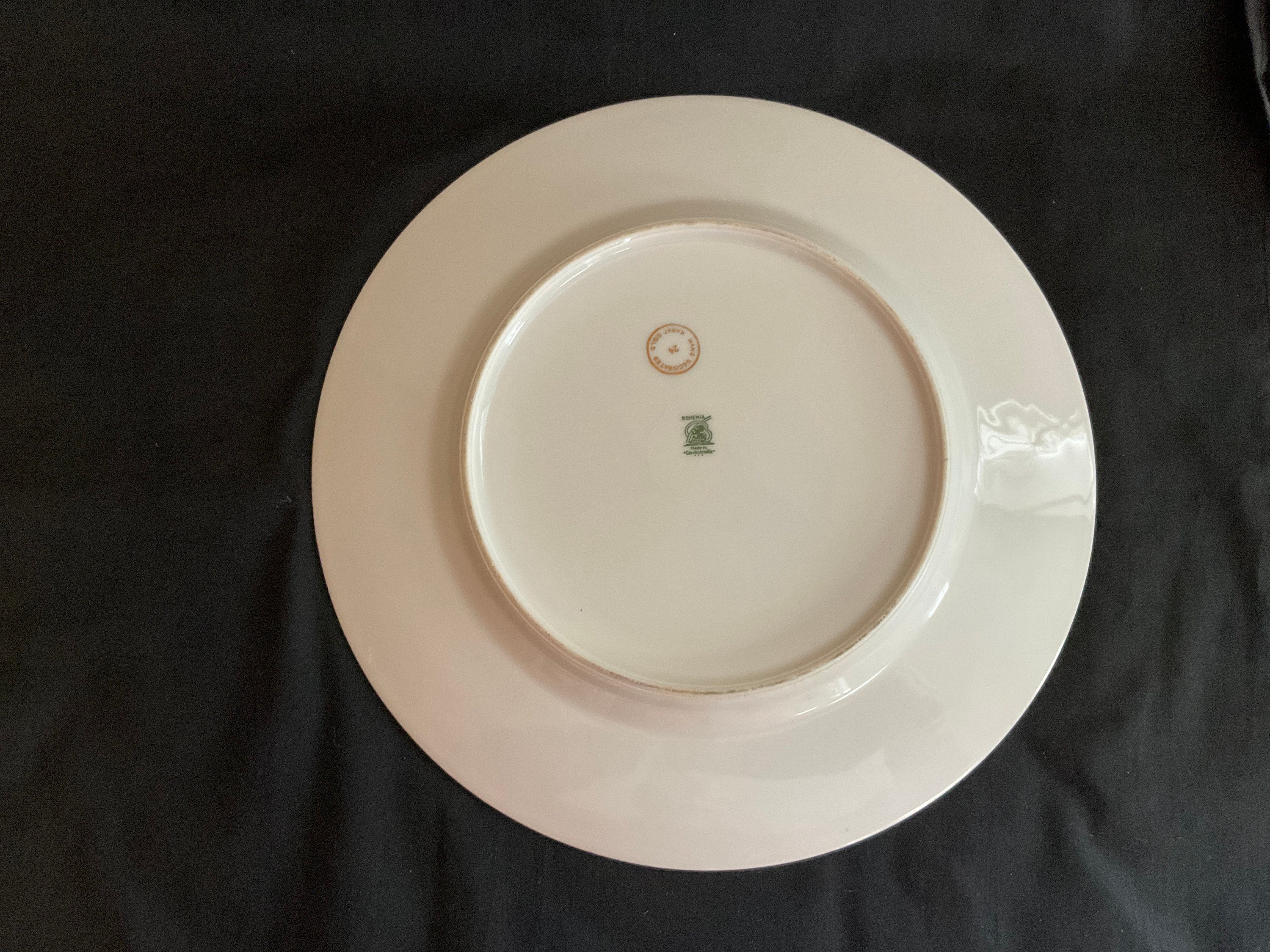 Vintage 24K Gold Hand Decorated Plate, Bohemia Made in Vintage 24K Gold Hand Decorated Plate, Bohemia Made in