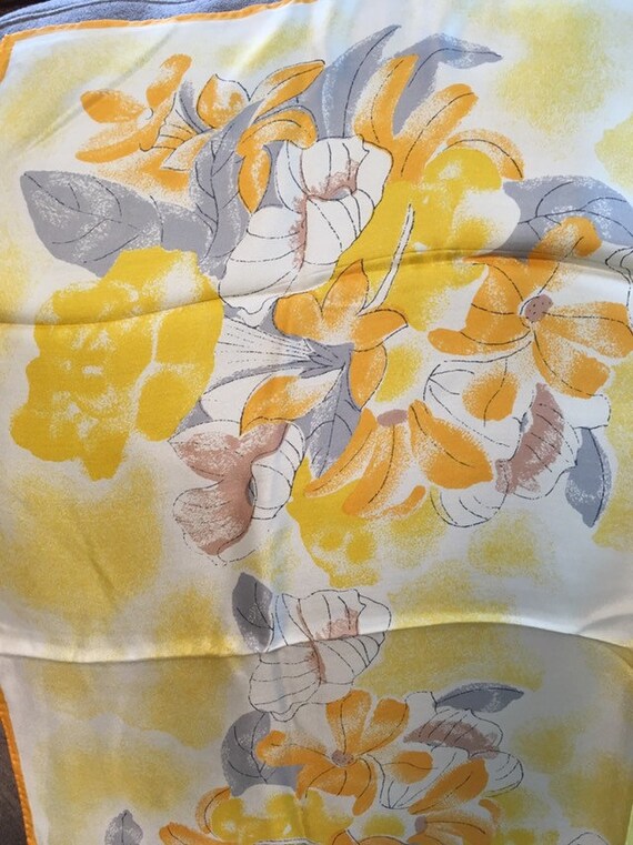 Yellow Vera Scarf, Vintage 1970s  Silk Scarf, 26 … - image 2