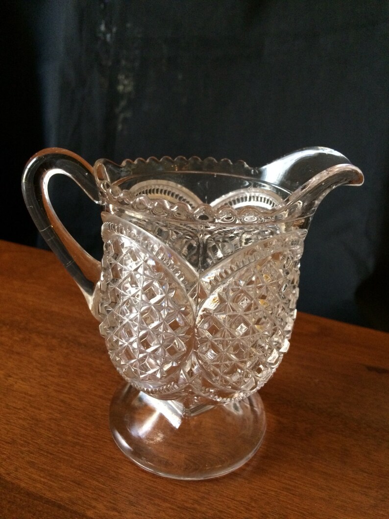 Small Syrup Pitcher Cream Pitcher Clear Pressed glass Etsy