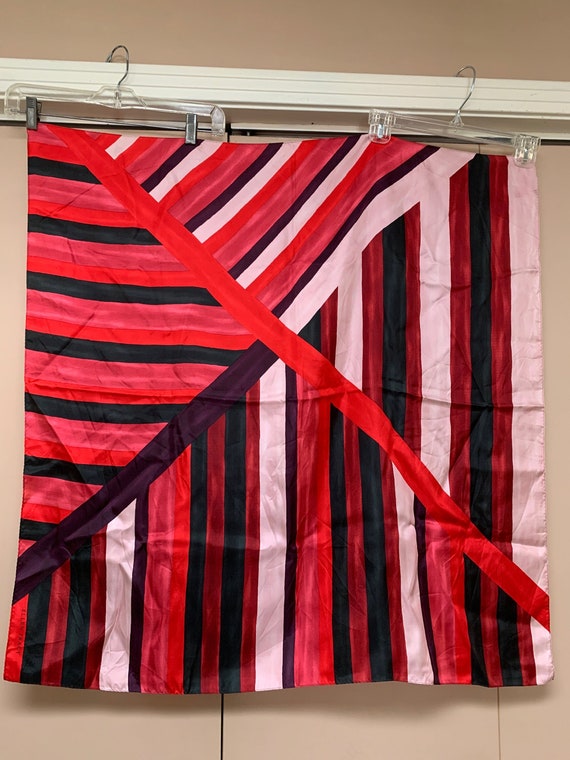 Vintage Red Stripe Scarf Ellen Tracy Red Pink Black Color Block Silk Scarf 35 Inch Square Classic Retro Accessory Mothers Gift Etsy UK