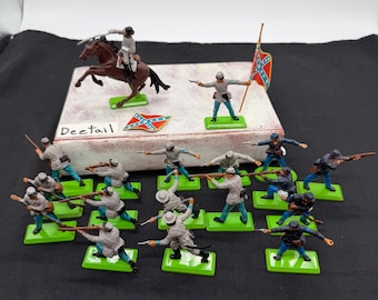 Vintage Civil War Soldiers, Union and Confederate Miniature Figures, US History Souvenir, Toy for Diorama, Starlux or Deetail Lot
